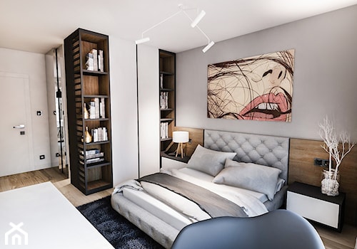 Projekt mieszkania - Austria 2017 - Średnia szara sypialnia - zdjęcie od BIBI Designe