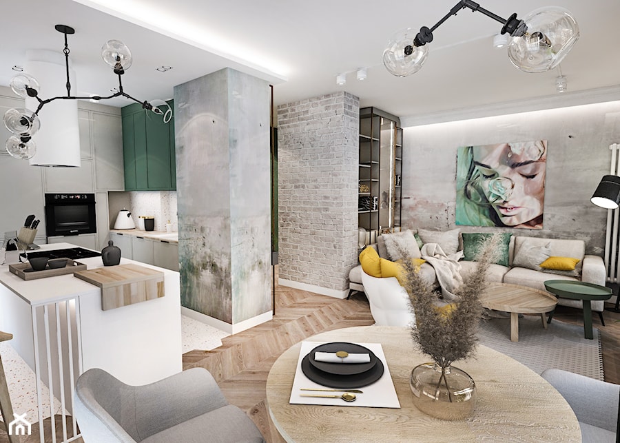 Projekt mieszkania w Apartamencie / Łódź 2022 - Salon, styl nowoczesny - zdjęcie od BIBI Designe