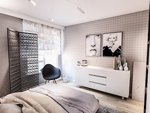 Projekt mieszkania - Austria 2017 - Mała szara sypialnia - zdjęcie od BIBI