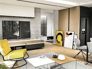 Projekt Mieszkania W-wa 2019 - Średni salon z kuchnią z jadalnią - zdjęcie od BIBI