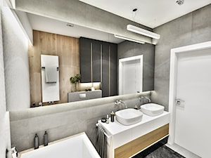 Projekt Mieszkania W-wa 2019 - Średnia bez okna z lustrem z dwoma umywalkami łazienka - zdjęcie od BIBI