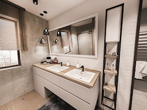 PROJEKT WNĘTRZA DOMU -ŁÓDŹ 2019 - Średnia z lustrem z dwoma umywalkami łazienka z oknem - zdjęcie od BIBI