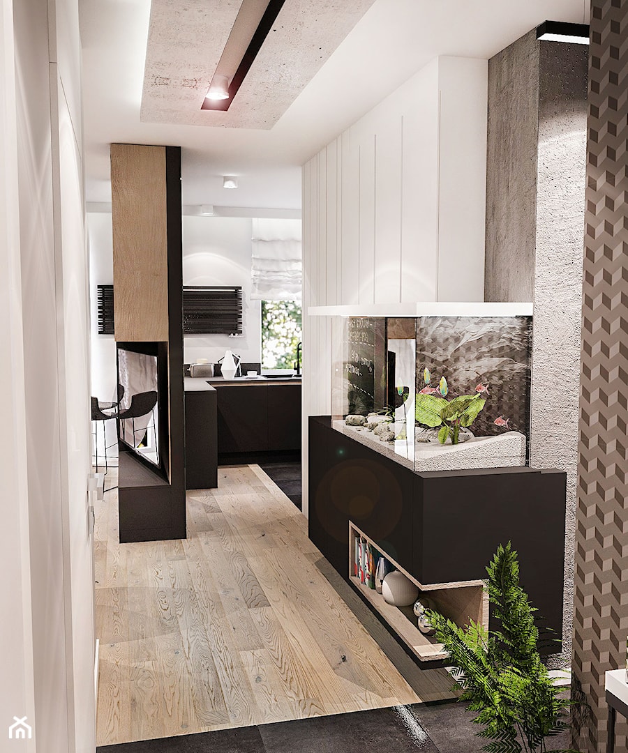 Projekt mieszkania 70m2- Wawa 2017 - Mały szary hol / przedpokój, styl nowoczesny - zdjęcie od BIBI Designe