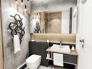 Projekt mieszkania - Gdańsk 2019 r. - Mała bez okna z lustrem łazienka, styl nowoczesny - zdjęcie od BIBI Designe