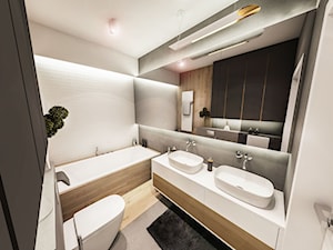 Projekt Mieszkania W-wa 2019 - Średnia bez okna z lustrem z dwoma umywalkami łazienka - zdjęcie od BIBI Designe