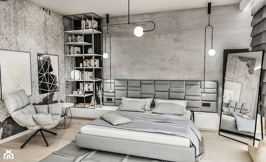 PROJEKT SYPIALNI 112018 - Średnia sypialnia, styl nowoczesny - zdjęcie od BIBI Designe