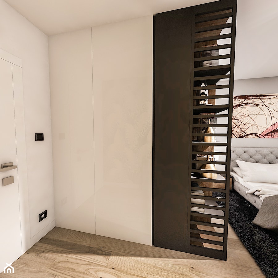 Projekt mieszkania - Austria 2017 - Mała otwarta garderoba przy sypialni - zdjęcie od BIBI Designe