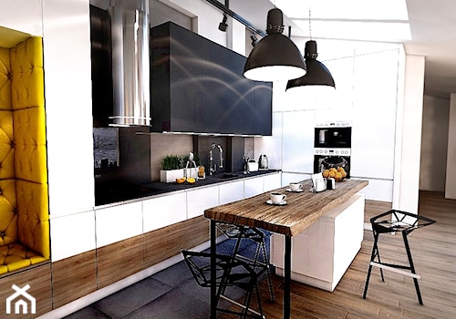 Średnia biała jadalnia w kuchni - zdjęcie od BIBI Designe