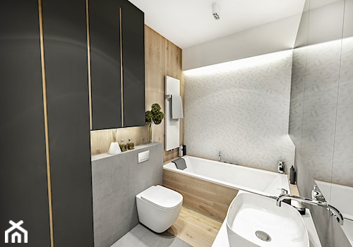 Projekt Mieszkania W-wa 2019 - Mała z punktowym oświetleniem łazienka - zdjęcie od BIBI