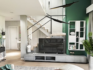 Projekt wnętrza domu pod Sewillą - Mały biały zielony salon - zdjęcie od BIBI Designe