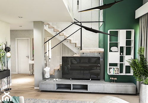 Projekt wnętrza domu pod Sewillą - Mały biały zielony salon - zdjęcie od BIBI Designe