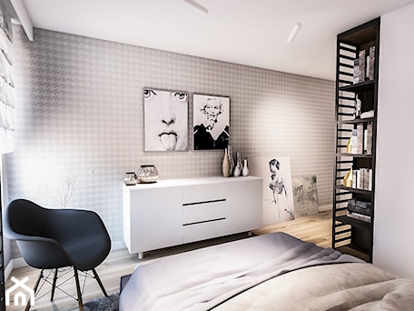 Aranżacje wnętrz - Sypialnia: Projekt mieszkania - Austria 2017 - Mała biała szara sypialnia - BIBI Designe. Przeglądaj, dodawaj i zapisuj najlepsze zdjęcia, pomysły i inspiracje designerskie. W bazie mamy już prawie milion fotografii!