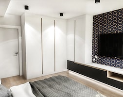 Projekt mieszkania - Gdańsk 2019 r. - Średnia czarna szara sypialnia, styl nowoczesny - zdjęcie od BIBI - Homebook