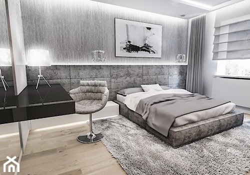 Projekt domu pod Łodzią - Średnia szara sypialnia, styl nowoczesny - zdjęcie od BIBI Designe