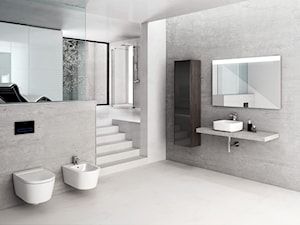KOLEKCJA INSPIRA - Duża na poddaszu bez okna z marmurową podłogą łazienka, styl minimalistyczny - zdjęcie od Roca