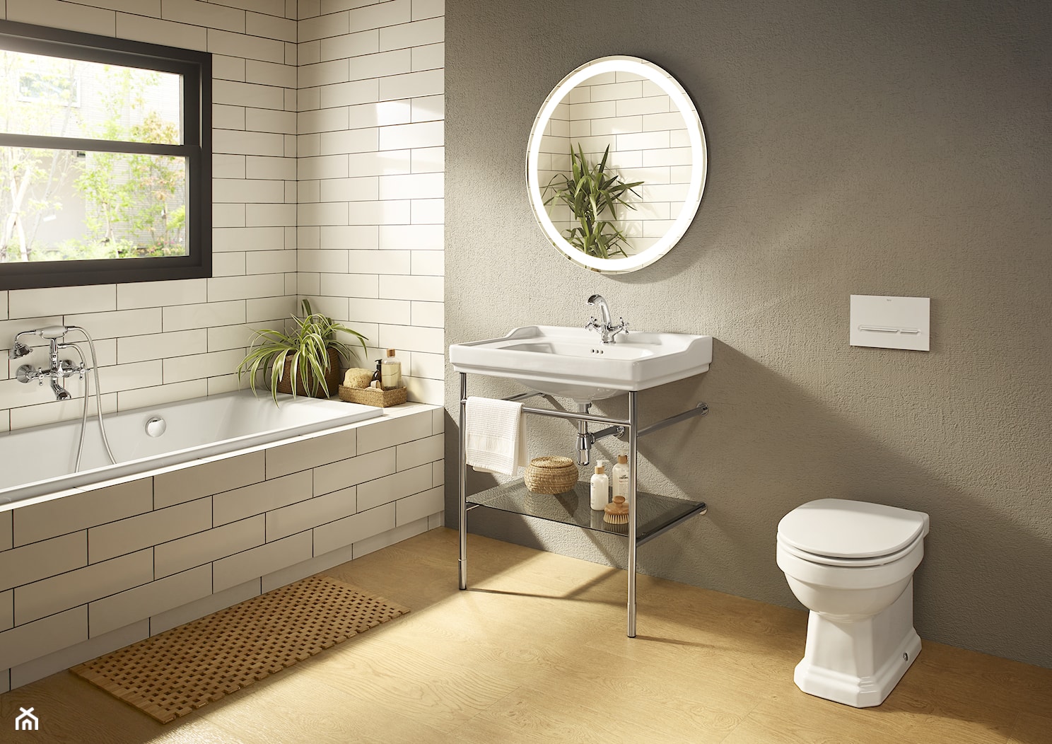 KOLEKCJA CARMEN - Średnia łazienka z oknem, styl vintage - zdjęcie od Roca - Homebook
