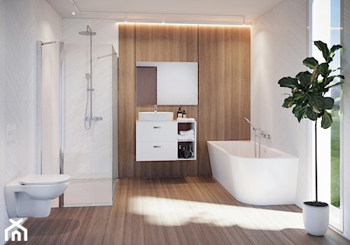KOLEKCJA DEBBA_INSPIRA_ETERNITY_CRATOS - Średnia łazienka z oknem, styl skandynawski - zdjęcie od Roca