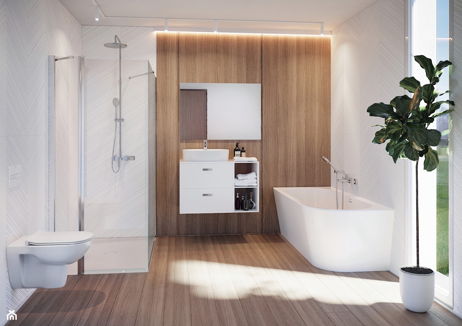 KOLEKCJA DEBBA_INSPIRA_ETERNITY_CRATOS - Średnia łazienka z oknem, styl skandynawski - zdjęcie od Roca - Homebook