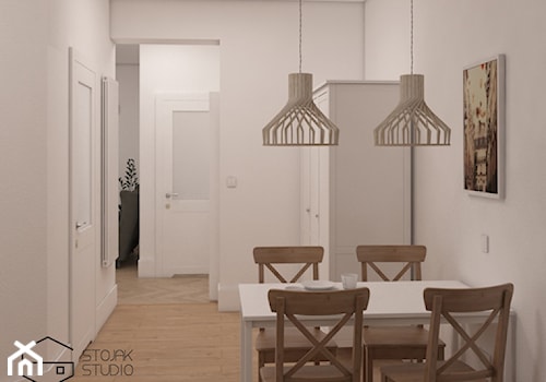 Niewielkie mieszkania na wynajem - Mała biała jadalnia, styl skandynawski - zdjęcie od Stojak Studio