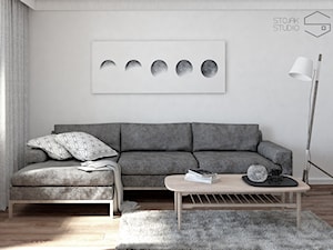 Salon - Średni biały salon, styl nowoczesny - zdjęcie od Stojak Studio
