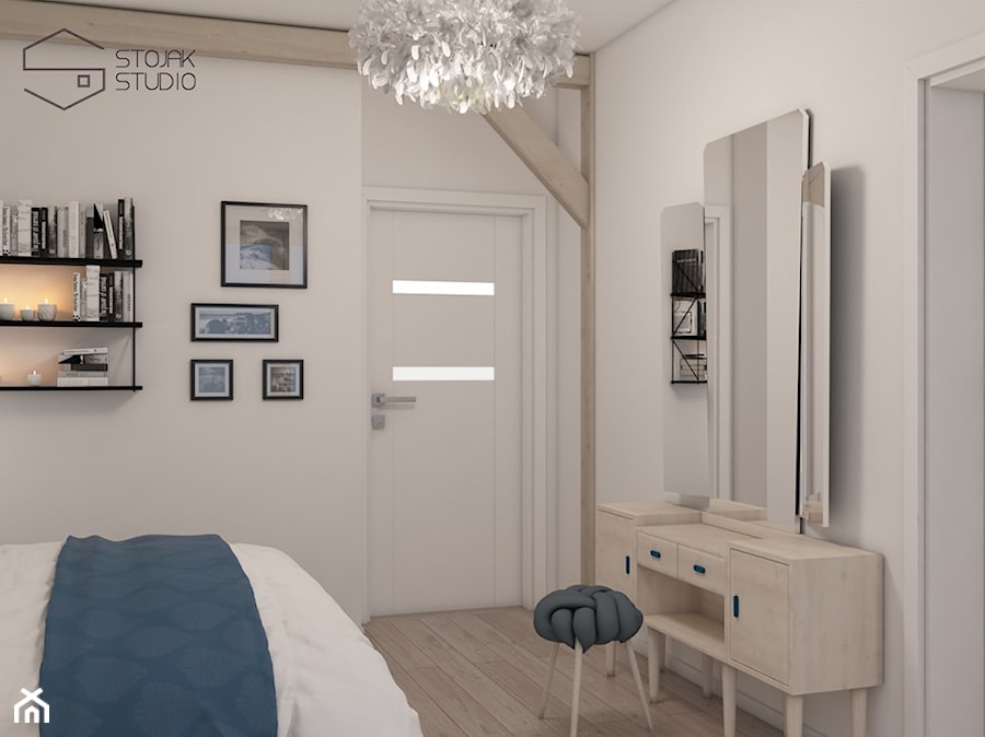 Dom nad Bzurą - Średnia biała sypialnia, styl rustykalny - zdjęcie od Stojak Studio
