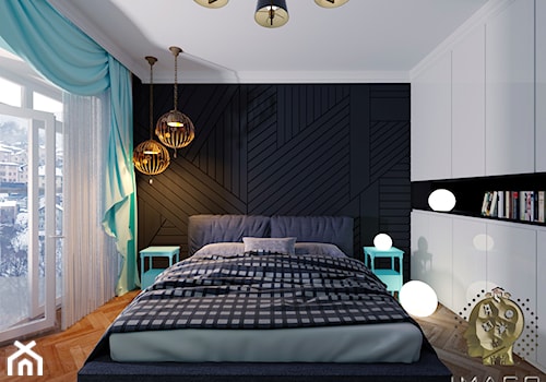 Sypialnia - Mała biała czarna sypialnia, styl tradycyjny - zdjęcie od Karolina Żaczek