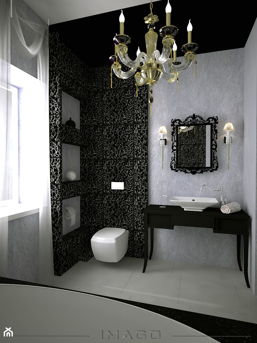 Łazienka w stylu Glamour - Mała na poddaszu łazienka z oknem, styl glamour - zdjęcie od Karolina Żaczek