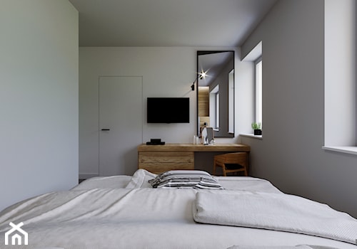 Projekt domu w Tychach - Średnia biała z biurkiem sypialnia, styl nowoczesny - zdjęcie od Karolina Żaczek