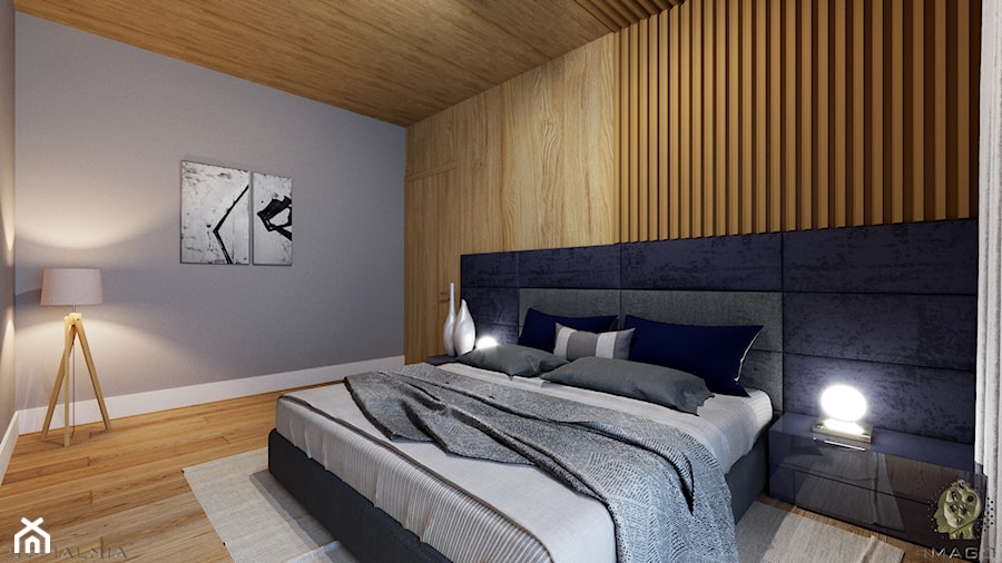 Mieszkanie w stylu industrialnym/nowoczesnym - Średnia szara sypialnia, styl nowoczesny - zdjęcie od Karolina Żaczek