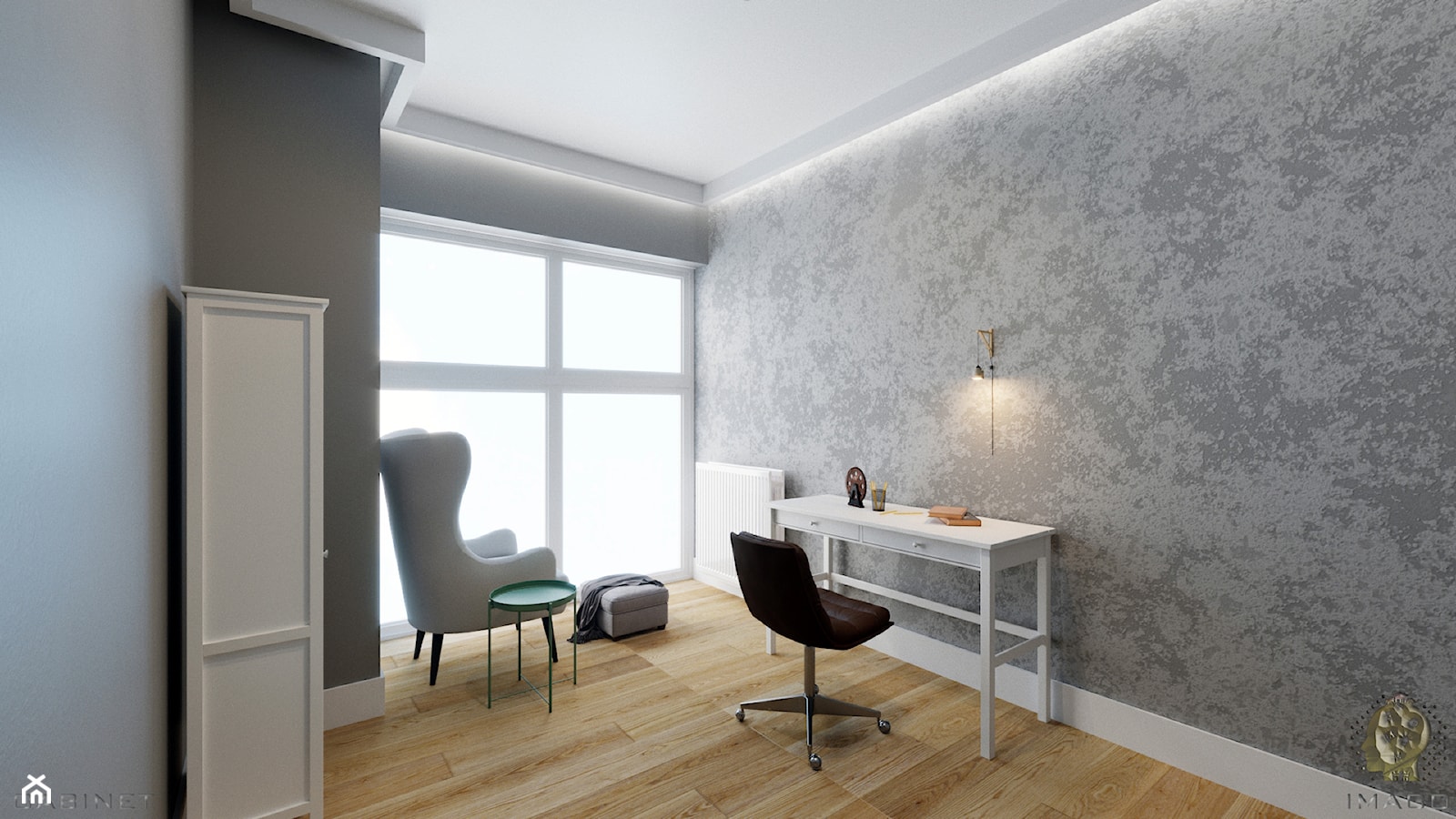 Mieszkanie w stylu industrialnym/nowoczesnym - Średnie w osobnym pomieszczeniu szare biuro, styl in ... - zdjęcie od Karolina Żaczek - Homebook