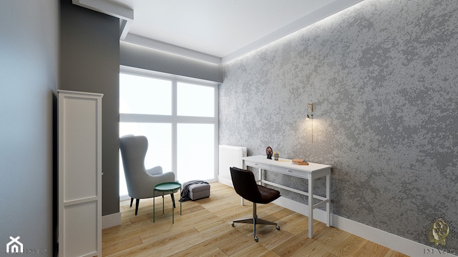 Mieszkanie w stylu industrialnym/nowoczesnym - Średnie w osobnym pomieszczeniu szare biuro, styl industrialny - zdjęcie od Karolina Żaczek