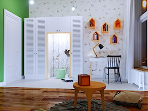 pokój dziecięcy - Średni szary zielony pokój dziecka dla dziecka dla nastolatka dla chłopca dla dziewczynki, styl skandynawski - zdjęcie od Karolina Żaczek