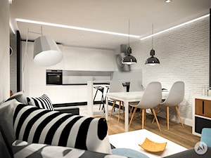 Projekt wnętrz mieszkania 53m2 w Warszawie - Salon, styl skandynawski - zdjęcie od A1Studio