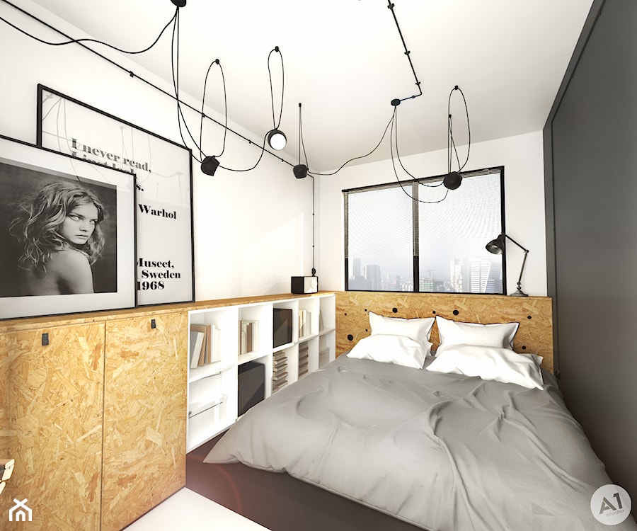 Projekt mieszkania w męskim stylu, Oxford, UK - Sypialnia, styl industrialny - zdjęcie od A1Studio
