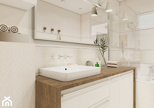 Projekt łazienka w ciepłych kolorach - 'makeover' - Średnia z punktowym oświetleniem łazienka, styl ... - zdjęcie od A1Studio