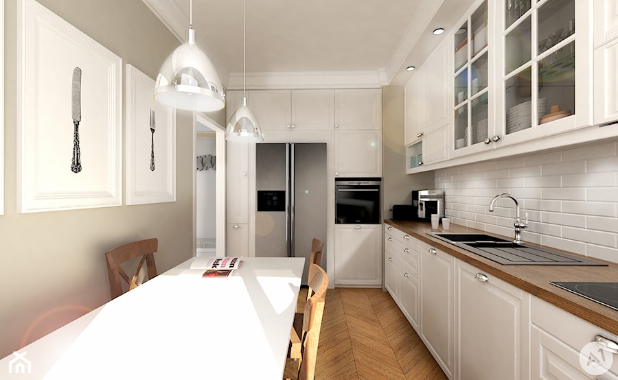 Projekt mieszkania 90 m2 Warszawa - Kuchnia, styl tradycyjny - zdjęcie od A1Studio