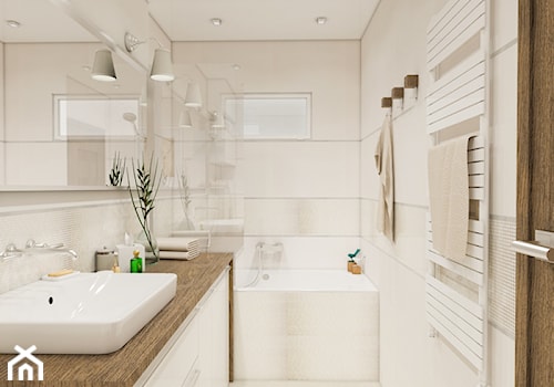 Projekt łazienka w ciepłych kolorach - 'makeover' - Średnia z punktowym oświetleniem łazienka z oknem, styl nowoczesny - zdjęcie od A1Studio