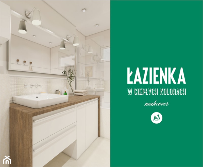 Projekt łazienka w ciepłych kolorach - 'makeover' - Średnia łazienka, styl nowoczesny - zdjęcie od A1Studio - Homebook