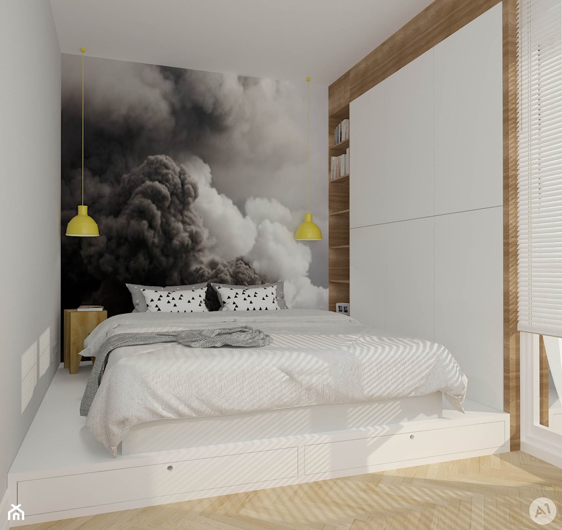 Mieszkanie na Starym Mokotowie Warszawa - Średnia biała sypialnia, styl skandynawski - zdjęcie od A1Studio - Homebook