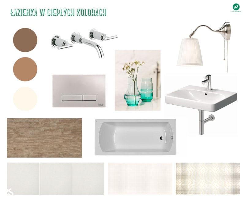 Projekt łazienka w ciepłych kolorach - 'makeover' - Łazienka, styl nowoczesny - zdjęcie od A1Studio - Homebook