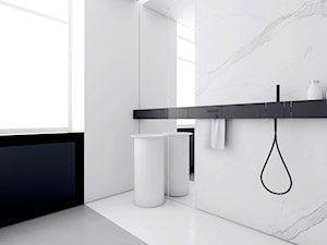 MIESZKANIE W ŁODZI - Mała na poddaszu łazienka z oknem, styl minimalistyczny - zdjęcie od INUTI