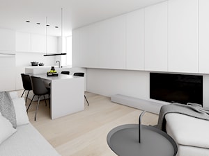APARTAMENT W SZTOKHOLMIE - Mały biały salon z kuchnią z jadalnią, styl minimalistyczny - zdjęcie od INUTI