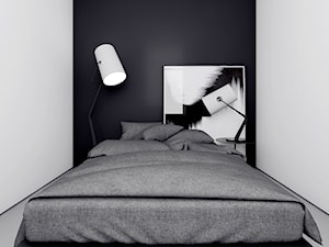 MIESZKANIE W ŁODZI - Średnia biała czarna sypialnia, styl minimalistyczny - zdjęcie od INUTI