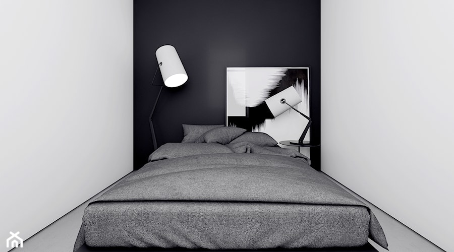 MIESZKANIE W ŁODZI - Średnia biała czarna sypialnia, styl minimalistyczny - zdjęcie od INUTI