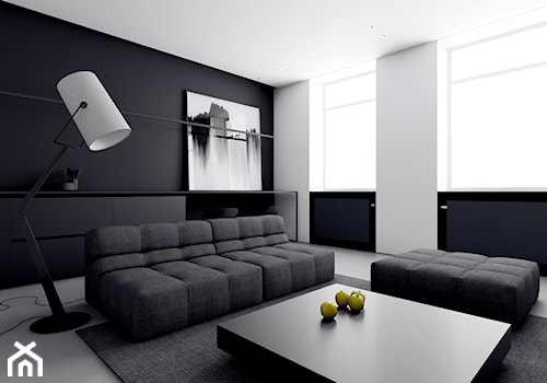 MIESZKANIE W ŁODZI - Średni biały czarny salon, styl minimalistyczny - zdjęcie od INUTI