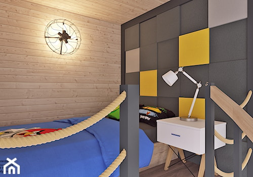 duży pokój chłopięcy - Mała szara sypialnia, styl rustykalny - zdjęcie od APP TRENDY Autorska Pracownia Projektowa