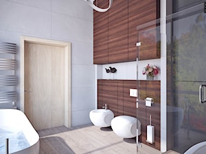 łazienka z wielkim oknem - Średnia bez okna łazienka, styl skandynawski - zdjęcie od APP TRENDY Autorska Pracownia Projektowa