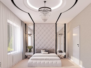 Sypialnia GLAM - Duża beżowa sypialnia, styl glamour - zdjęcie od APP TRENDY Autorska Pracownia Projektowa