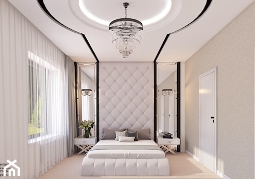 Sypialnia GLAM - Duża beżowa sypialnia, styl glamour - zdjęcie od APP TRENDY Autorska Pracownia Projektowa