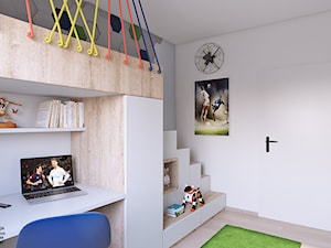 pokój chłopca - Średni biały szary pokój dziecka dla nastolatka dla chłopca dla dziewczynki, styl nowoczesny - zdjęcie od APP TRENDY Autorska Pracownia Projektowa